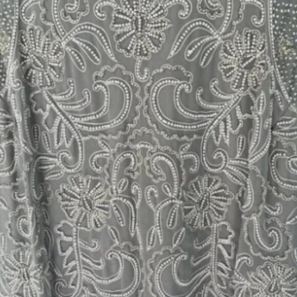 **J Kara** Women's Sleeveless Scallop Long Beaded Dress W/Scarf 14 NWT - Picture 2 of 8